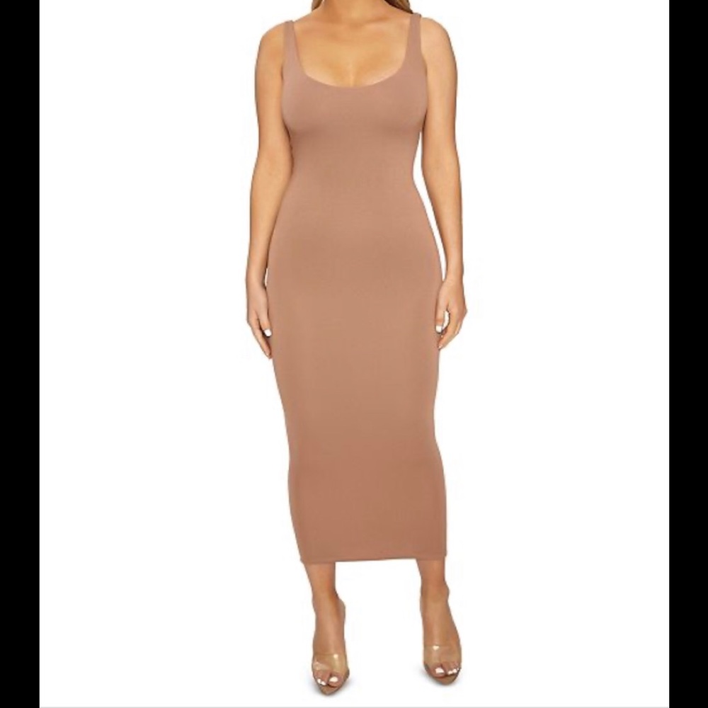 Naked Wardrobe TAN MIDI DRESS!!!